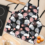 White Swan Blooming Flower Pattern Adjustable Apron
