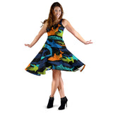 Colorful Shark Sleeveless Midi Dress