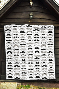 Mustache Beard Pattern Print Design 04 Premium Quilt