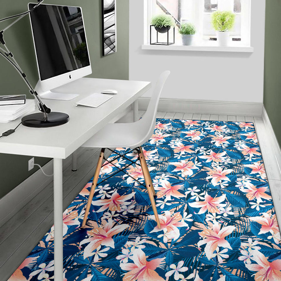 Hibiscus Pattern Print Design 02 Area Rug.