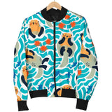 Cute Sea Otters Fishe Sea Urchin Pattern Women'S Bomber Jacket