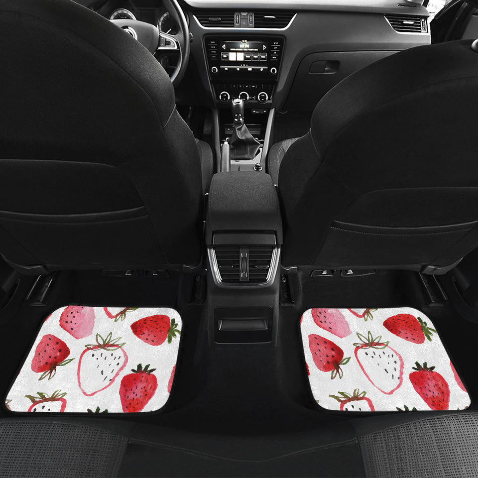 Watercolor Hand Drawn Beautiful Strawberry Pattern Front And Back Car Mats