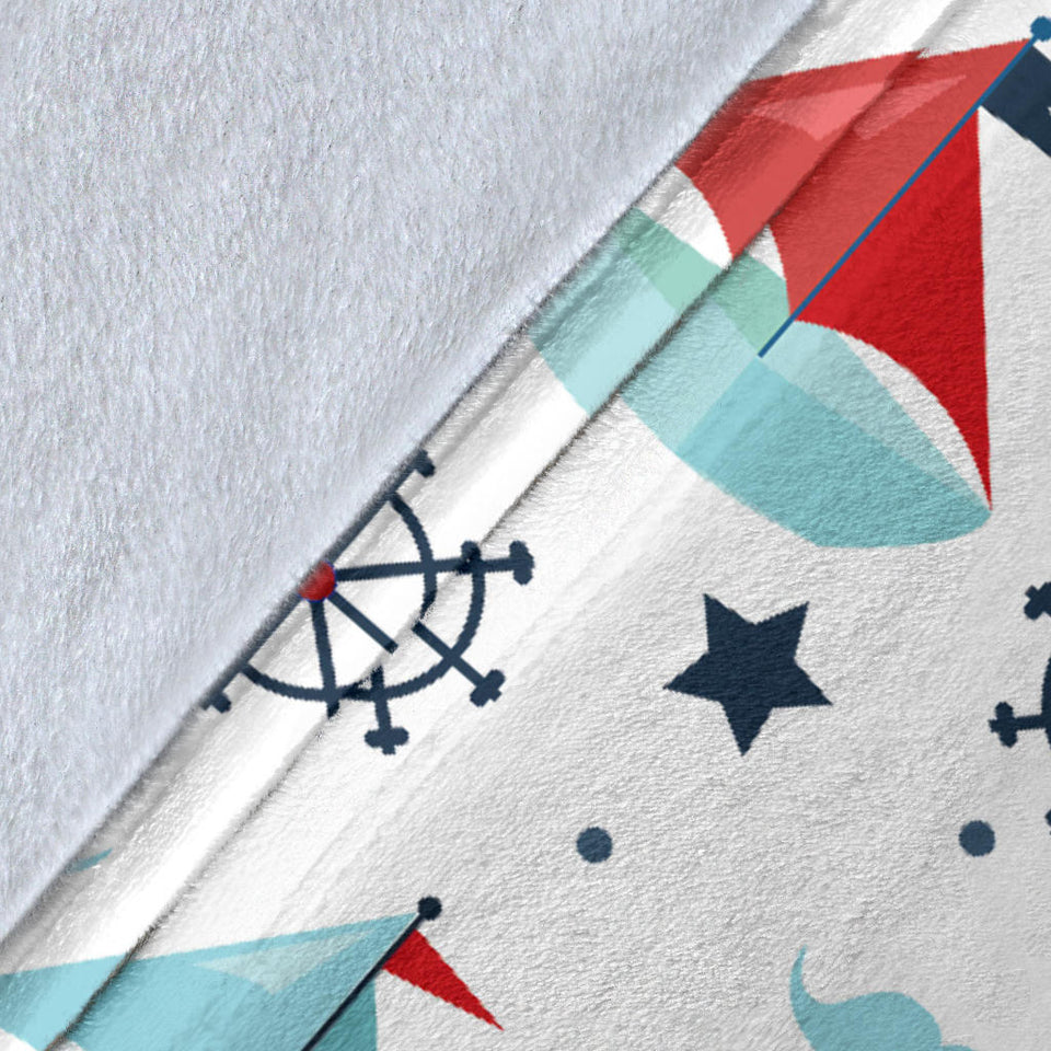 Cute Color Paper Sailboat Pattern Premium Blanket