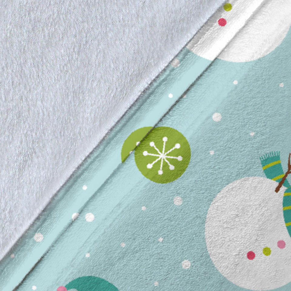 Cute Snowman Snowflake Pattern Premium Blanket