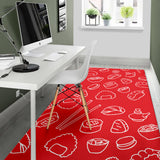 Sushi Pattern Red Background Area Rug