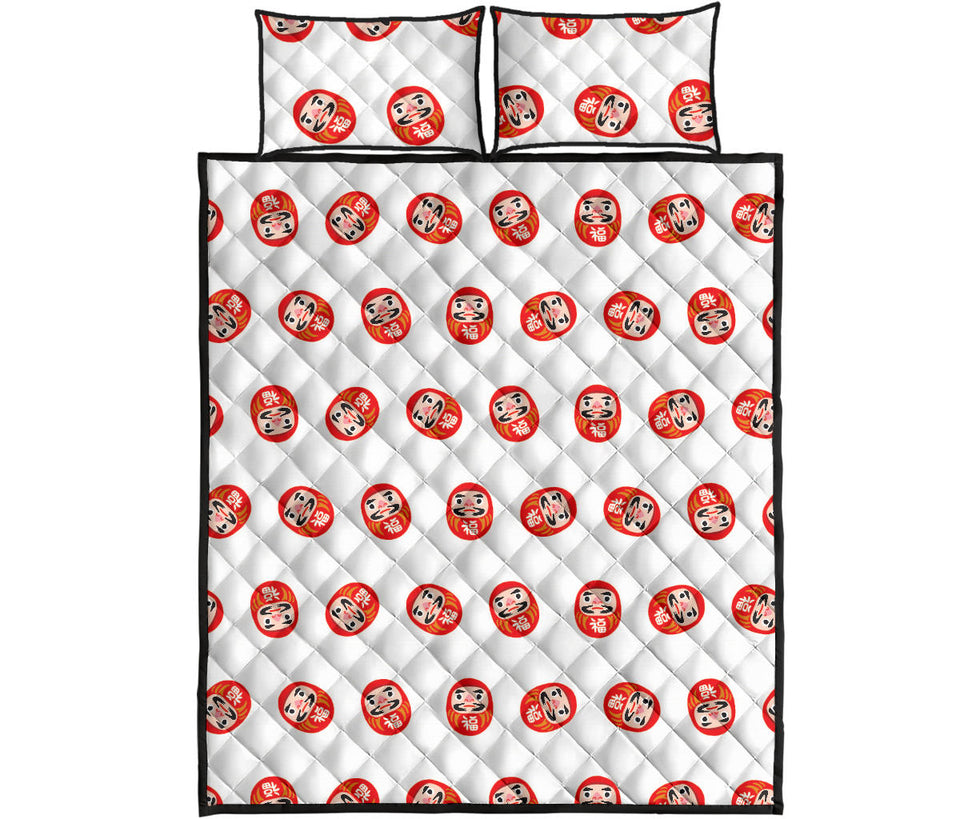 Daruma japanese wooden doll pattern Quilt Bed Set