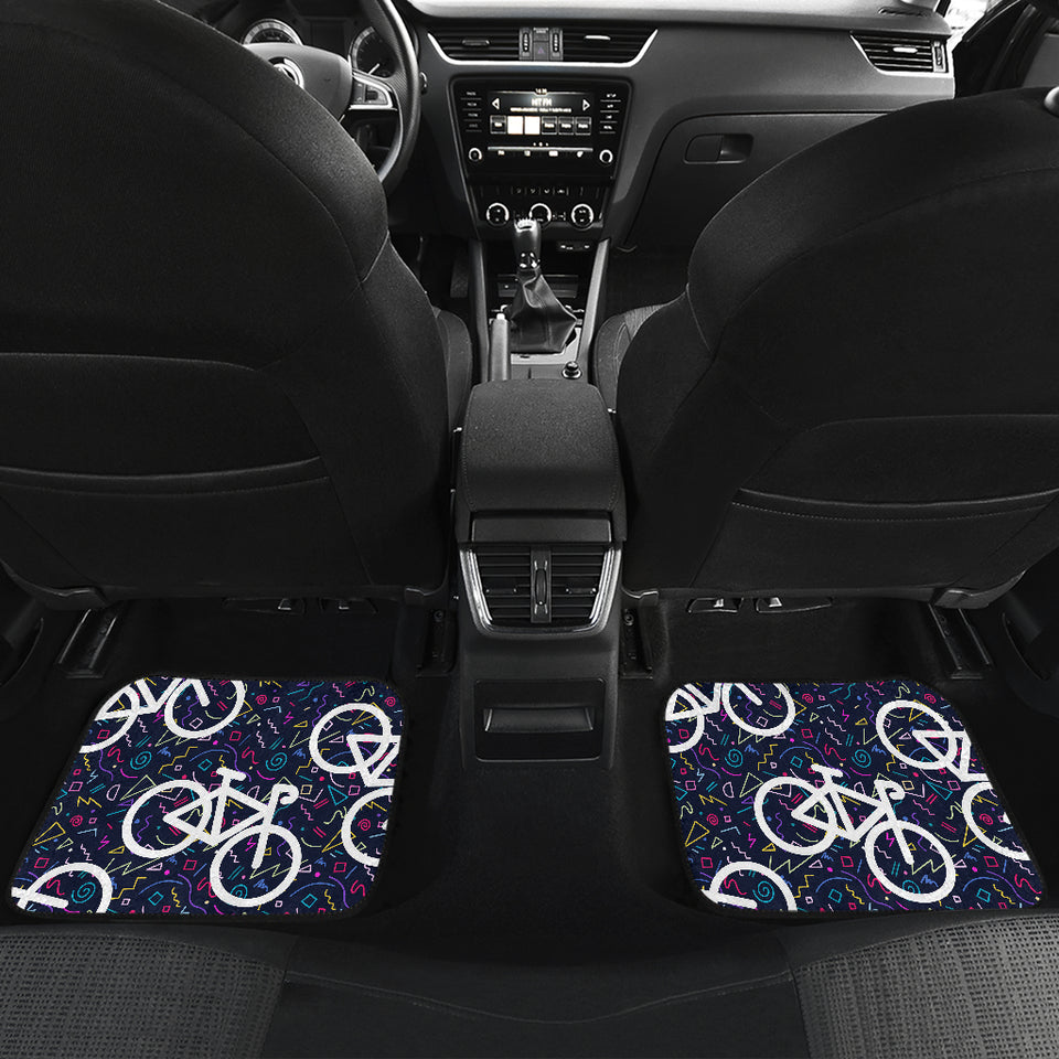 Bicycle Pattern Print Design 03 Front and Back Car Mats