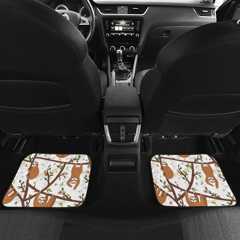 Sloths Hanging On The Tree Pattern Front And Back Car Mats