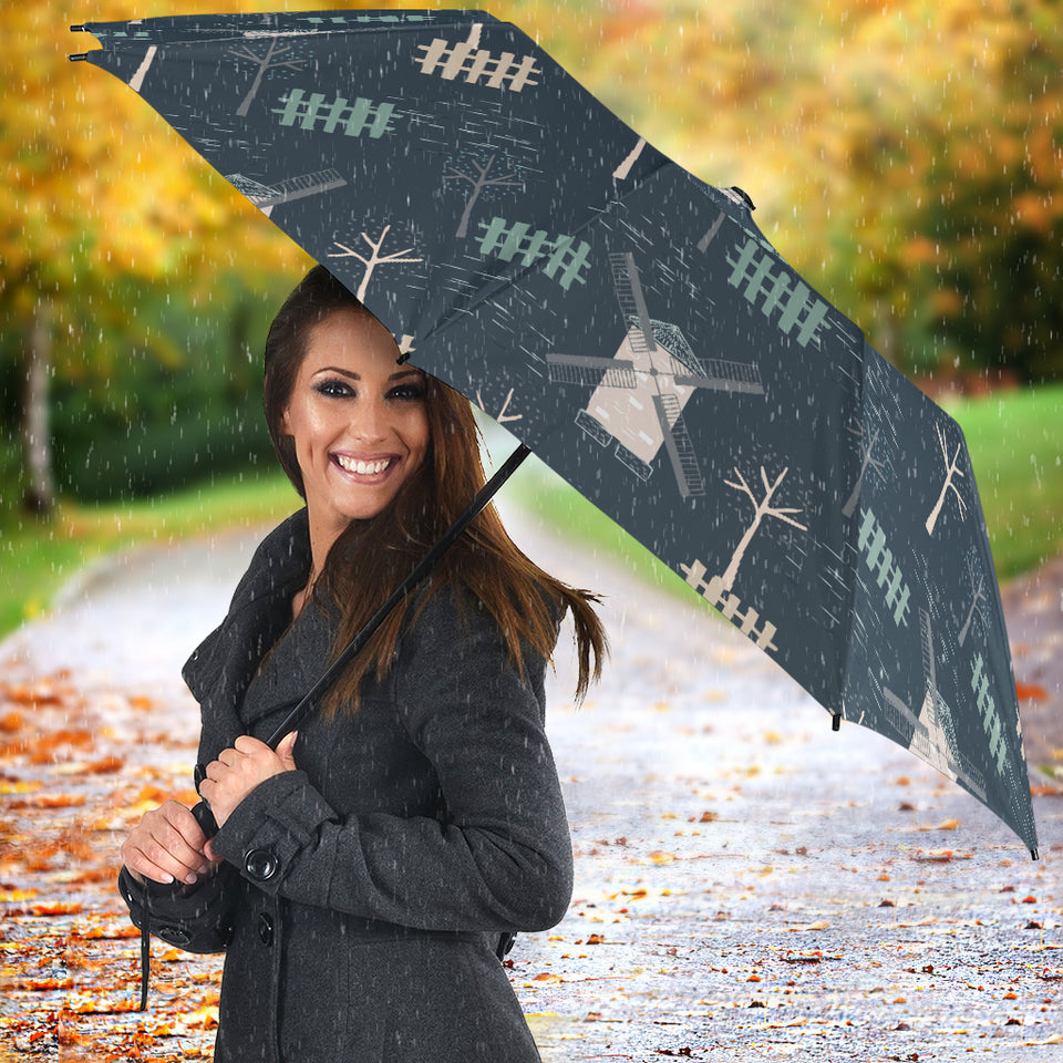 Windmill Tree Pattern Umbrella