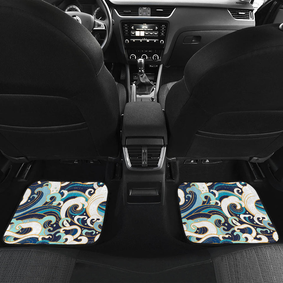 Japanese Wave Pattern Front And Back Car Mats