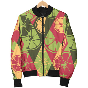Cool Geometric Lime Pattern Women'S Bomber Jacket