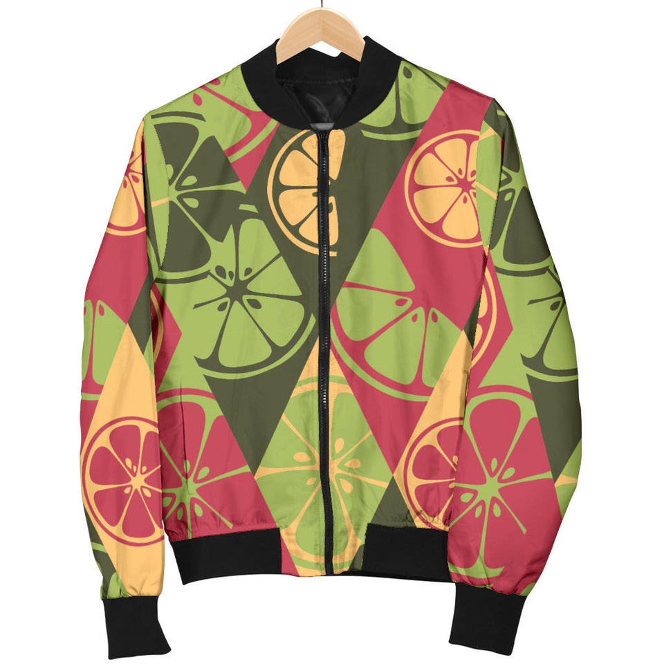 Cool Geometric Lime Pattern Women'S Bomber Jacket
