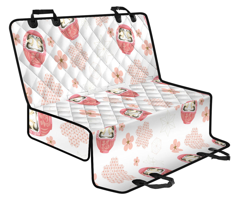Daruma Japanese Wooden Doll Cherry Blossom Flower Pattern Dog Car Seat Covers