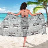 Cute Raccoons Leaves Dot Sarong