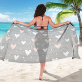 Heart Pattern Gray Background Sarong