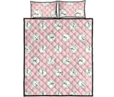Clock pattern pink blackground Quilt Bed Set