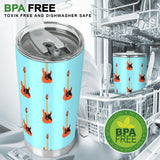 Electric Guitar Pattern Light Blue Background Tumbler