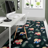 Cute Sloths Sleeping Christmas Ball Santa Hat Pattern Area Rug