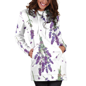 Lavender Flower Design Pattern Women'S Hoodie Dress
