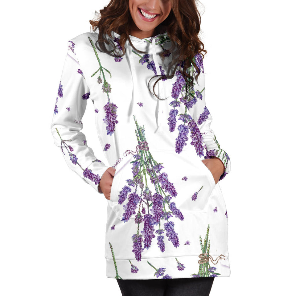 Lavender Flower Design Pattern Women'S Hoodie Dress