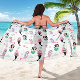 Cute Mermaid Dolphin Fish Starfish Pattern Sarong