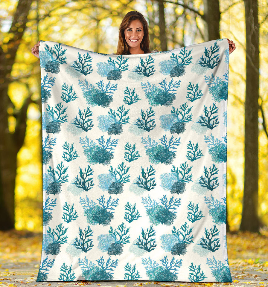 Coral Reef Pattern Print Design 04 Premium Blanket