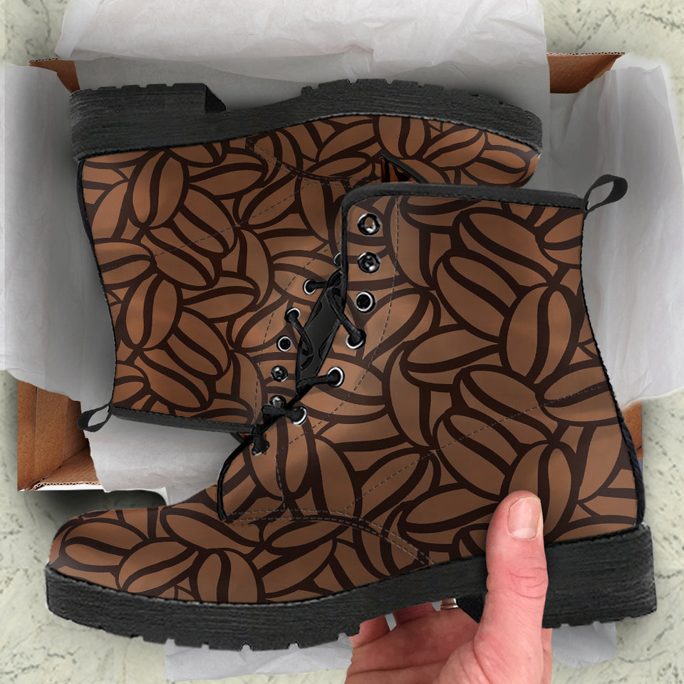 Coffee Bean Pattern Leather Boots