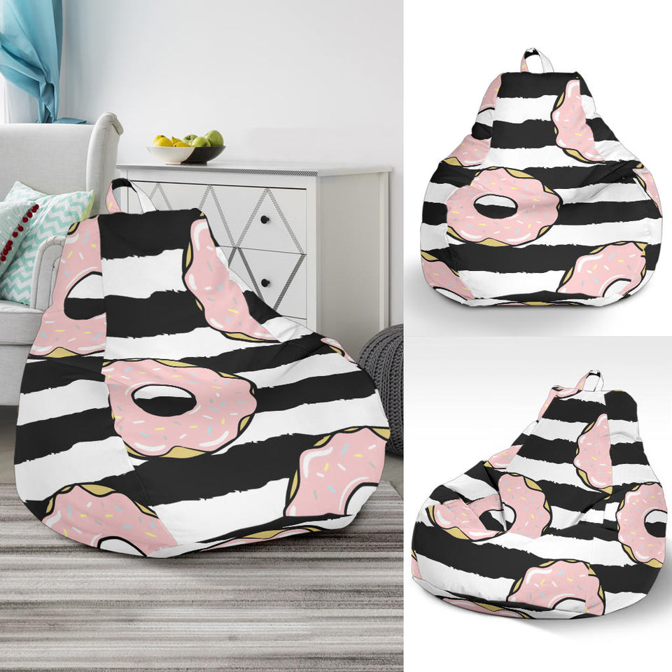 Donuts Pink Icing Striped Pattern Bean Bag Cover