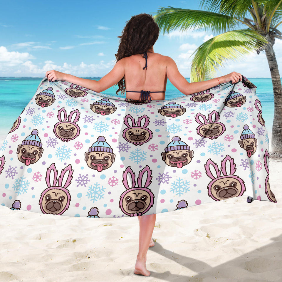 Cute Pug Hat Rabbit Costume Pattern Sarong