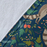 Raccoon Tropical Leaves Pattern Premium Blanket