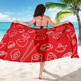 Sushi Pattern Red Background Sarong