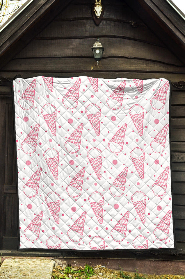 Hand Drawn Ice Cream Pattern Premium Quilt