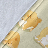 Cute Fat Shiba Inu Dog Pattern Premium Blanket
