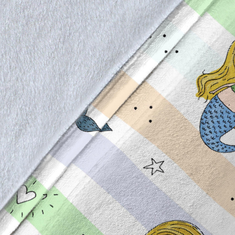 Cute Hand Drawn Mermaid Premium Blanket