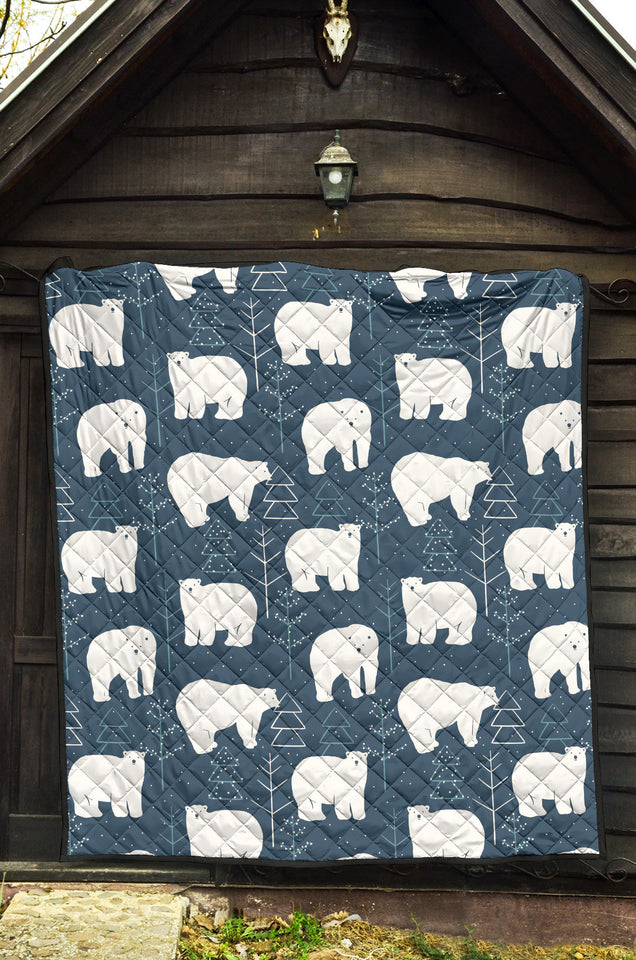 Polar Bear Mother Her Child Pattern Premium Quilt