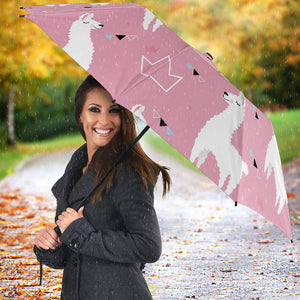 Llama Alpaca Pink Background Umbrella