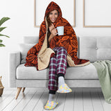 Cocoa Beans Tribal Polynesian Pattern Hooded Blanket