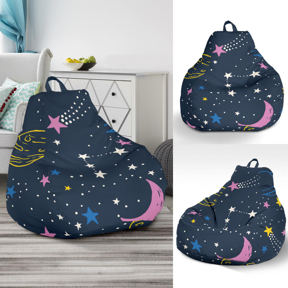 Space Pattern With Planets, Comets, Constellations And Stars Bean Bag Cover