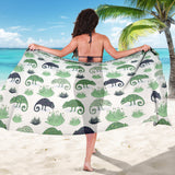 Chameleon Lizard Succulent Plant Pattern Sarong
