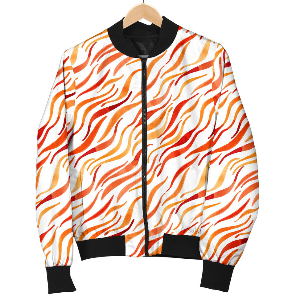 Fire Flame Watercolor Pattern Women'S Bomber Jacket
