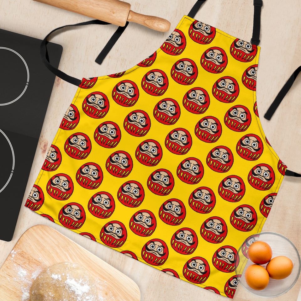 Daruma Japanese Wooden Doll Yellow Background Adjustable Apron