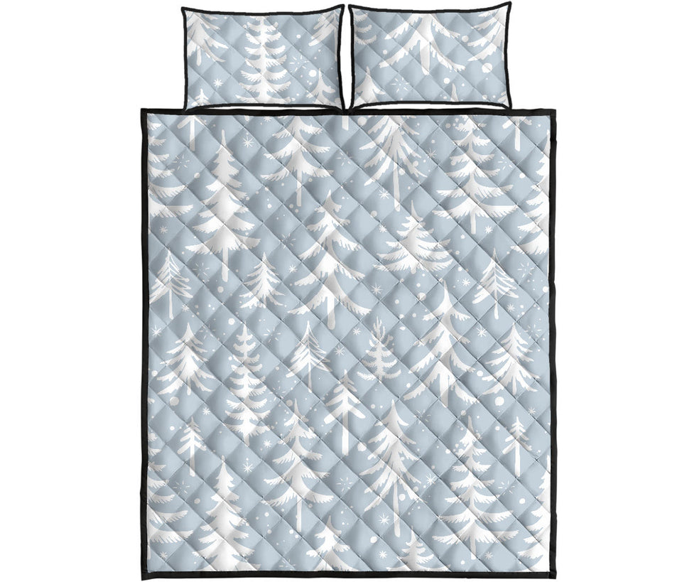 Christmas tree winter forest pattern Quilt Bed Set