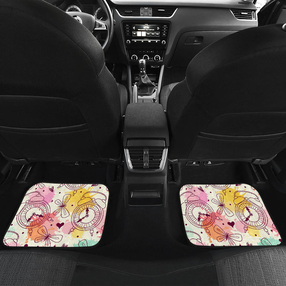 Clock Butterfly Pattern Front And Back Car Mats
