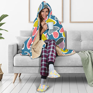 Colorful Mushroom Design Pattern Hooded Blanket