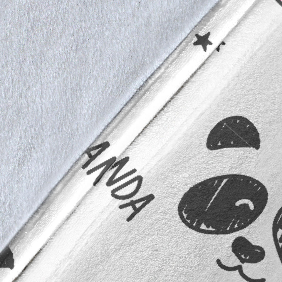 Hand Drawn Faces Of Pandas Pattern Premium Blanket
