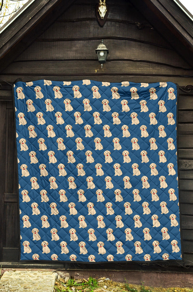 Golden Retriever Pattern Print Design 03 Premium Quilt