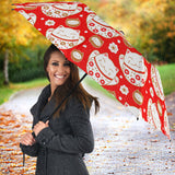 Cute Maneki Neko Cat Red Background Umbrella