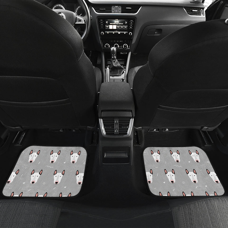 Bull Terrier Pattern Print Design 05 Front and Back Car Mats