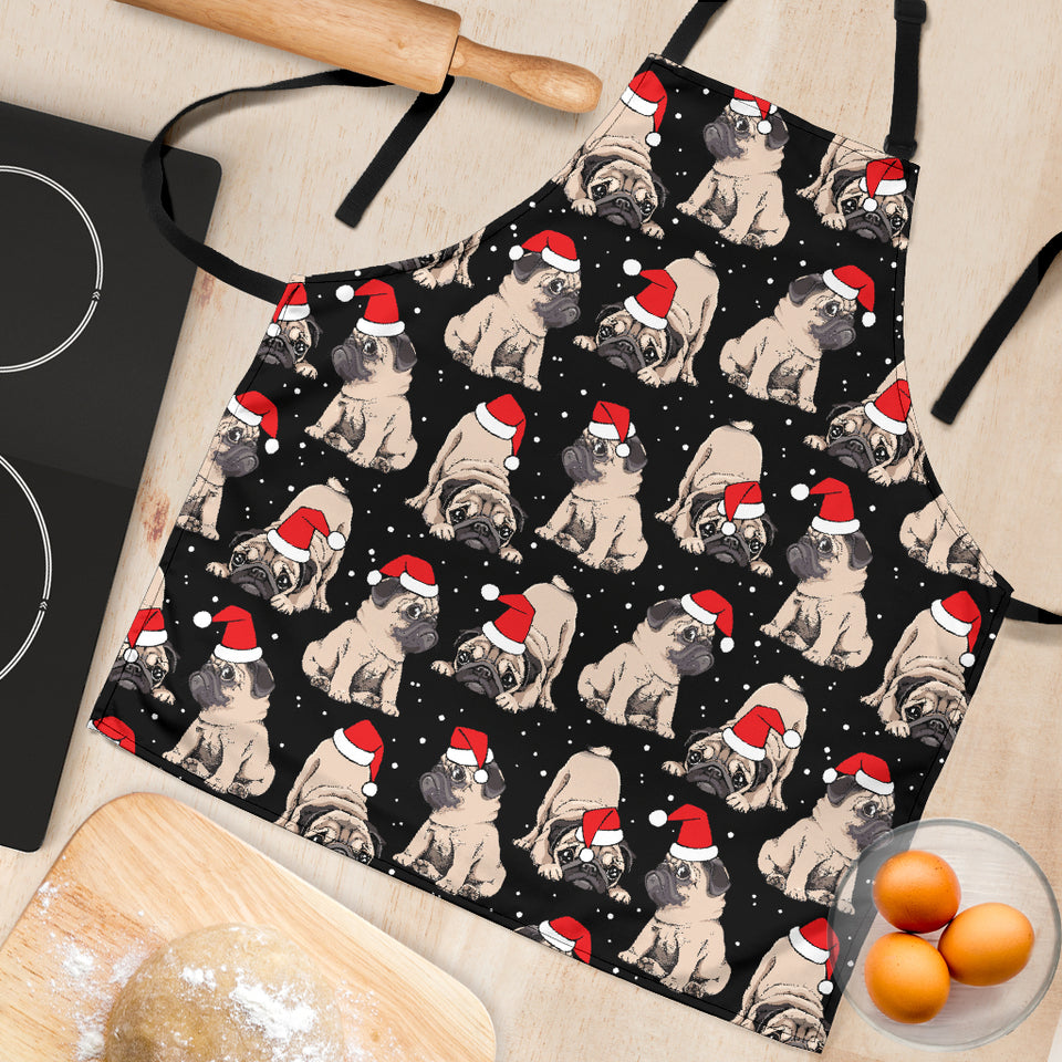 Christmas Pugs Santa_S Red Cap Pattern Adjustable Apron