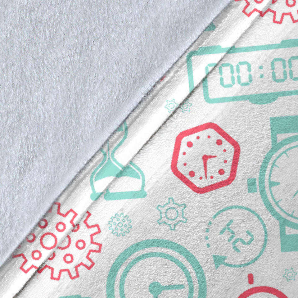 Clock Time Pattern Blackground Premium Blanket